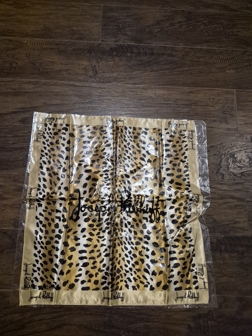 Joseph Ribkoff Black and Gold Leopard Print Square Scarf